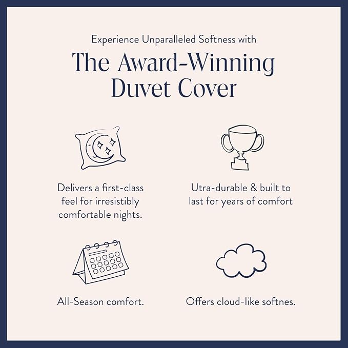 Brooklinen Luxury Sateen Duvet Cover - 100% Cotton, Full/Queen Size in Abyss Blue with Extra-Long Corner Ties and Button Closure - Best Full/Queen Duvet Covers