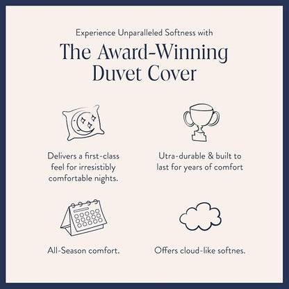 Brooklinen Luxury Sateen Duvet Cover - 100% Cotton, Full/Queen Size in Abyss Blue with Extra-Long Corner Ties and Button Closure - Best Full/Queen Duvet Covers