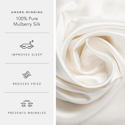 Fishers Finery 25mm 100% Pure Mulberry Silk Pillowcase (White Queen)