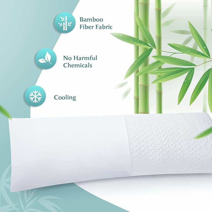 Shredded Memory Foam Full Body Pillow – Side Sleeper – Huggable Long Pillow for Body Relief – with Ultra Soft Cooling Cover, 20 x 54 inches
