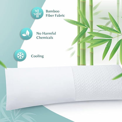 Shredded Memory Foam Full Body Pillow – Side Sleeper – Huggable Long Pillow for Body Relief – with Ultra Soft Cooling Cover, 20 x 54 inches