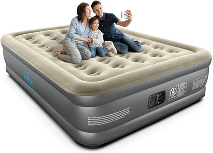 iDOO Air Mattress Queen with Built in Pump, 18 Raised Comfort Blow up Mattress, Inflatable Mattress for Home and Guest Bed, Upgraded Four Chamber Portable Air Bed, Colchon Inflable, 650 lbs Max