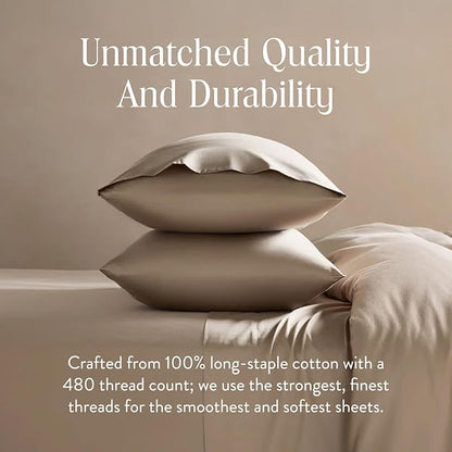 Brooklinen Luxury Sateen Duvet Cover Set - 100% Cotton, King/California King Size in Pebble - Includes 1 Duvet Cover and 2 King Pillowcases - Best King/Cali King Duvet Covers