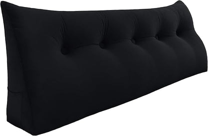 Triangle Headboard Pillow - 3 in 1 Large Bed Pillow as Wedge Reading Pillow, Large Couch Daybed Pillow or Positioning Support Backrest Back Cushion for Sitting in Bed Velvet King Black