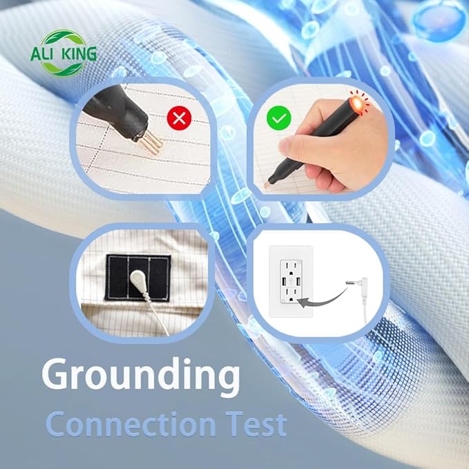 Ali King Grounding Sheets - California King Size, Soft Cotton with Silver Fiber, 15'' Deep Pocket Earth Grounding Fitted Bed Sheets for Improved Sleep (White, California King 72''*84''*15'')