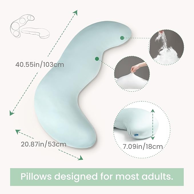 Body Pillows for Adults, Full Body Pillow for Side Sleepers, Long Body Pillow for Bed, Pea Pod Shape Long Pillow for Pregnancy Sleeping Full Body Support