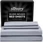 Silvery Silver Infused Bed Sheets Set - Ultra-Soft Temperature-Regulating Fabric with Self-Cleaning Technology™ That Stays Fresh 3X Longer for Hygienic Sleep (Gray, California King)