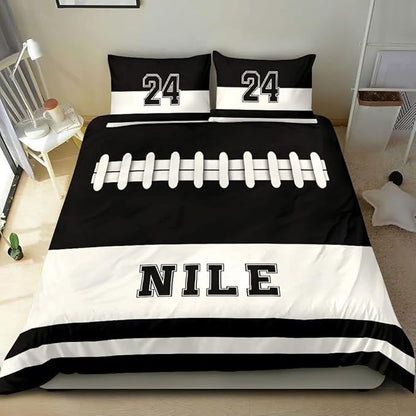 Personalized American Football Bedding Set, Kids 3 Piece Duvet Cover Set with Pillow Shams for Teens Boys, NO Comforter, Twin Size for Rugby Lovers (Football 19)