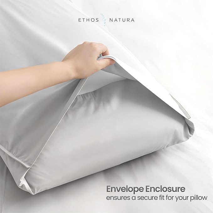 100% Eucalyptus Tencel Lyocell Cooling Pillowcases (2pc), Silky Soft & Smooth Pillow Cases, Sustainably Made, Sensitive Skin & Acne Pillowcase, Hypoallergenic - King, White