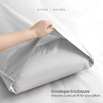 100% Eucalyptus Tencel Lyocell Cooling Pillowcases (2pc), Silky Soft & Smooth Pillow Cases, Sustainably Made, Sensitive Skin & Acne Pillowcase, Hypoallergenic - King, White