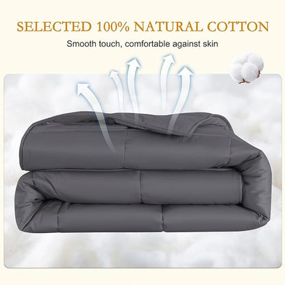 YOUR MOON 120×120 Inch Luxurious Wool Comforter Over Size King for All Season, 100% Natural Australian Wool Duvet, Noiseless Cotton Shell(Dark Gray)