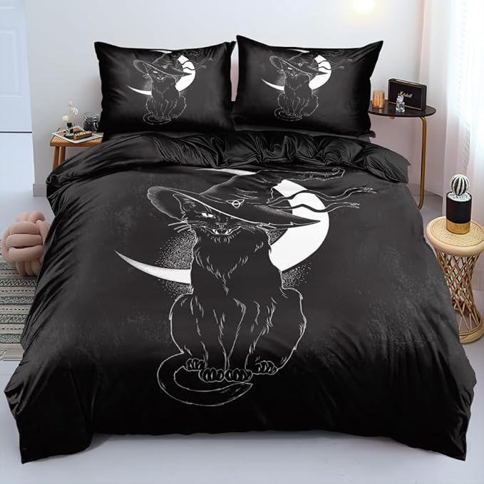 3D Print Halloween Bedding Set Twin - Duvet Cover and 2 Pillowcases Pumpkin Bed Set for Festival Decor