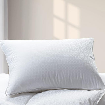 Cuddledown Dreamstead 700 Fill Power Pillow | European White Goose Down | 100% Cotton Shell, Windowpane Weave | Hypoallergenic | Handcrafted | Oeko-TEX & RDS Certified | 20" x 30" | Queen | Firm