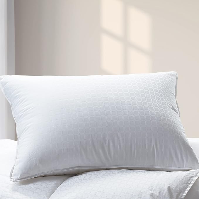 Cuddledown Dreamstead 700 Fill Power Pillow | European White Goose Down | 100% Cotton Shell, Windowpane Weave | Hypoallergenic | Handcrafted | Oeko-TEX & RDS Certified | 20" x 26" | Standard | Soft