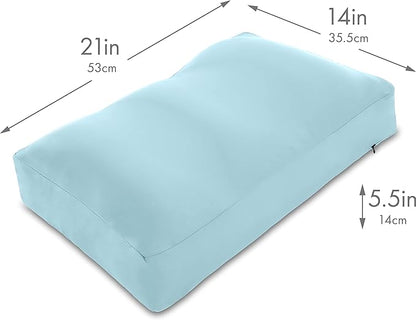 Cover Only for Premium Microbead Bed Pillow, Medium Extra Smooth - Ultra Comfortable Sleep with Silk Like Anti Aging Cover 85% Spandex/ 15% Nylon Breathable, Cooling Sweet Baby Blue
