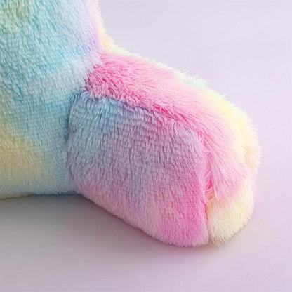 Holawakaka Large Faux Fur Bed Rest Pillow with Arms,Tie Dye Reading Pillows Perfect for Adults Teens Women, Arm, Back, Bedroom Nursery Playroom Sofa Couch Lounge Backrest Cushion(Multi-Color)