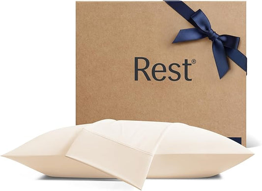 REST® Evercool®+ Cooling Pillowcases King - 2 Pillowcases for Sensitive Skin, Silver Infused Fabric for Hygienic Sleep, Silky Smooth for Curly Hair, High Elastic for Snug Fit (19x35 inches)