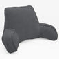 Super Soft Velvety Backrest Reading Bed Rest Pillow with Arms and Pockets 18" H for Sitting in Bed Couch Sofa, Back Support Wedge Cushion with Removable Cover, 20" x 18" x17", Dark Gray