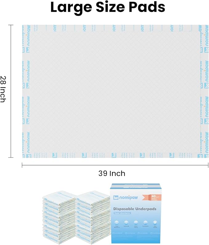 Disposable Leakproof Absorbency Underpads, 28"x39" Large Incontinence Pads with Quick Drying for Baby, Adults, Puppy, Dog Bed Pee Pads, 25 Count
