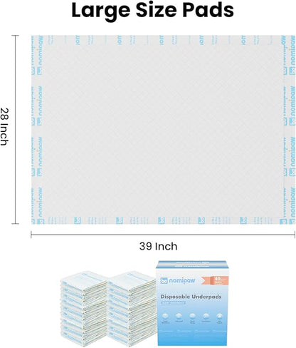 Disposable Leakproof Absorbency Underpads, 28"x39" Large Incontinence Pads with Quick Drying for Baby, Adults, Puppy, Dog Bed Pee Pads, 25 Count