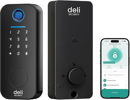 Smart Deadbolts Lock, Bluetooth Fingerprint Door Lock,5 in 1 Keyless Entry Door Lock with App Control,Electronic Touchscreen Keypad,Easy Installation,IP65,Matte Black