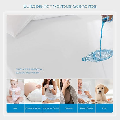 GRT 1 Pack 100% Waterproof Mattress Protector Full Size, Breathable & Noiseless Waterproof Mattress Cover Fitted Deep Pocket from 5" to 19", Smooth Washable Full Bed Protector - Vinyl Free