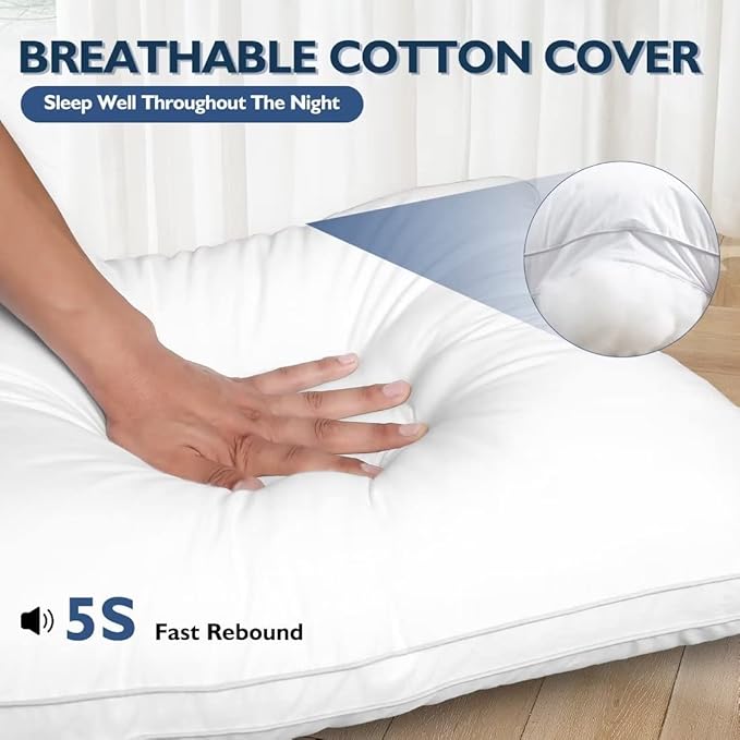 JICUSE Bed Pillows Queen Size Set of 2, Hotel Quality Queen Pillows 2 Pack for Sleeping with Soft Down Alternative Filling, Gusseted Bedding Pillow for Back, Stomach or Side Sleepers, 20" x 30"