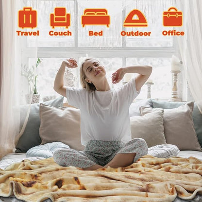 HDFK Tortilla Blanket Adult Size Kids Realistic Food Fleece Yellow Taco Cheese Fluffy Throw Blankets Flannel Funny Novelty Present 71 inches Cozy Soft White Elephant Double Sided