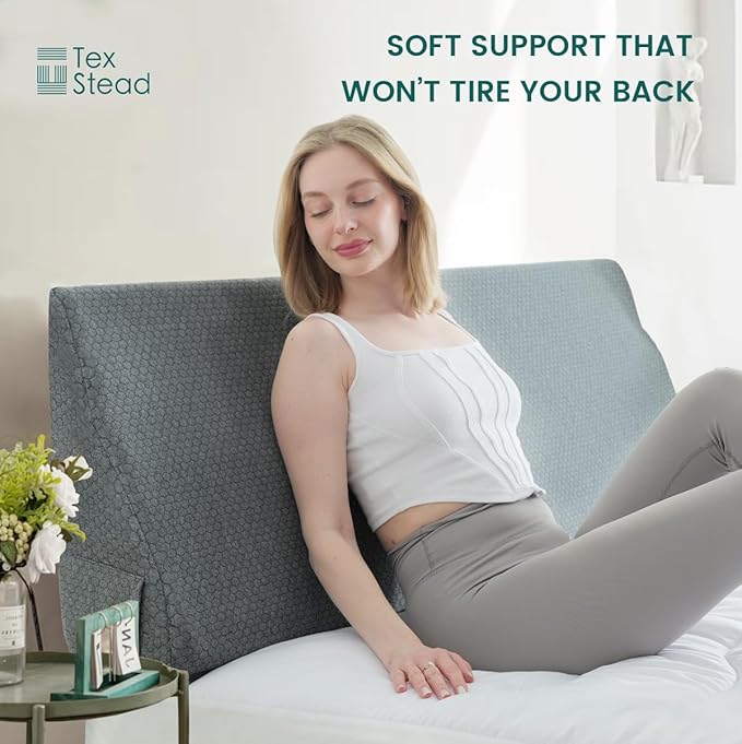 King Size Headboard Wedge Pillow with Washable Cover, Ergonomic Incline Memory Foam Cushion Reading Daybed Pillow for Back, Neck, Shoulder Support, Gray(76"x11.8"x19.68")