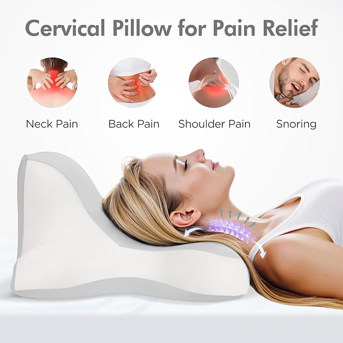 Reading Pillow for Lying, Leaning and Prone, Contour Memory Foam Pillow, Ergonomic Cervical Pillow for Neck and Shoulder Pain Relief, Bed Wedge Pillow Grey