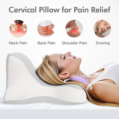 Reading Pillow for Lying, Leaning and Prone, Contour Memory Foam Pillow, Ergonomic Cervical Pillow for Neck and Shoulder Pain Relief, Bed Wedge Pillow Grey