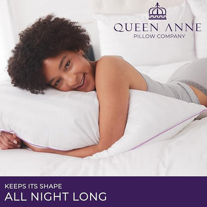 Queen Anne Hotel Collection Pillows – Luxury Down Alternative Bed Pillows (2-Pack, Standard Firm) – Ultimate Comfort, Hypoallergenic, Made in The USA