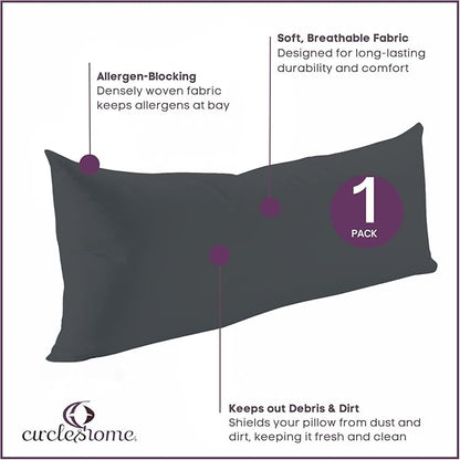 CirclesHome Pillow Protectors Single Pack Body (20 x 55) Zippered - 100% Cotton Breathable Pillowcases - Protects Pillows from Dirt, Dust and Debris (Body- Single Pack - 20x55)
