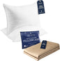 Beckham Hotel Collection Bed Pillows with Cotton Pillowcases Queen Size Sets of 2, Soft Down Alternative Pillows for Sleeping, Open End Cases for Easy Changing, Sand