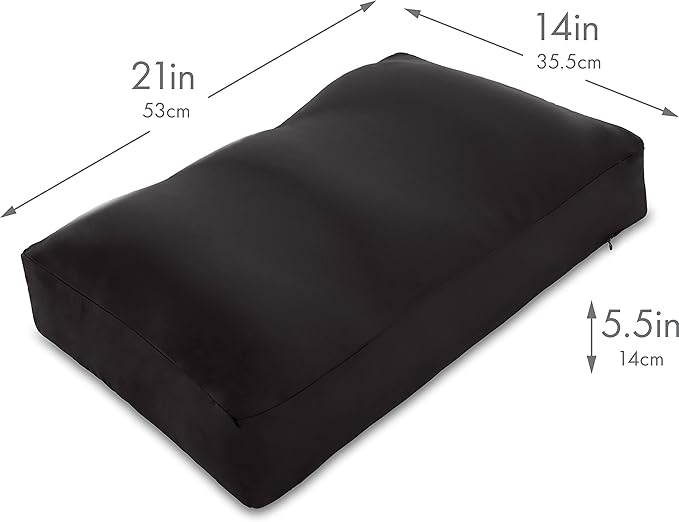 PILLOWY Cover Only for Premium Microbead Bed Pillow, Medium Extra Smooth - Ultra Comfortable Sleep with Silk Like Anti Aging Cover 85% Spandex/ 15% Nylon Breathable, Cooling Matte Black