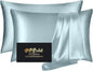 Silk Pillowcase 2 Pack, Mulberry Silk Pillow Cases Queen Size Set of 2, Anti Acne Silk Pillowcase for Hair and Skin, Natural Silk Satin Pillowcases Gifts for Women Men 2 Pack with Zipper, Aqua Blue