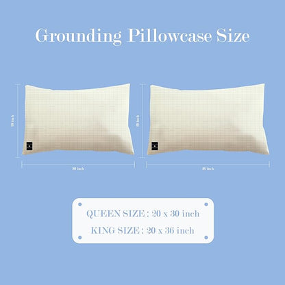 Ali King Grounding Pillowcase, 5% Conductive Silver + 95% Soft Cotton King Size Earth Grounding Pillow Cases with Grounding Cord for Improve Sleep (Beige, King (20x36inches))