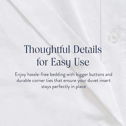 Brooklinen Luxury Sateen Duvet Cover - 100% Cotton, Full/Queen Size in White with Extra-Long Corner Ties and Button Closure | Best Luxury Sheets