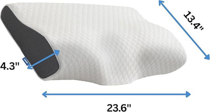 Derila King Size Neck Pillow for Sleeping, Cervical Pillow, Memory Foam Side Sleeper Pillows, Bed Contour Pillows for Back, Stomach Sleepers for Men 23.6x13.4x4.3 in