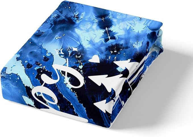 Happy Camping Camper Duvet Cover Queen for Children,Watercolor Blue Tie Dye Bedding Set Modern Room Gift,Farmhouse Boho Trippy Art Comforter Cover with 2 Pillowcases, Ultra Soft Bed Spread