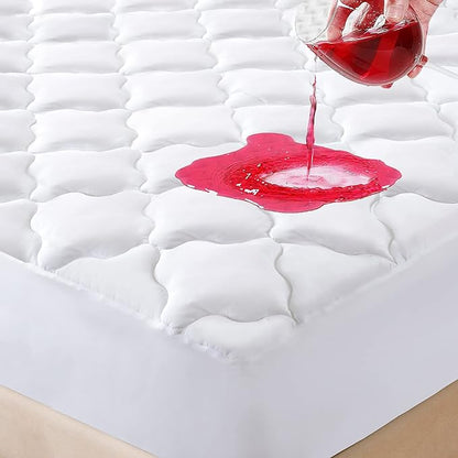 Waterproof Mattress Protector King Size, 6''-21'' Deep Pocket Fitted Quilted Mattress Pad Cover, Breathable, Hollow Cotton Alternative Filling Mattress Pad Cover, King Size