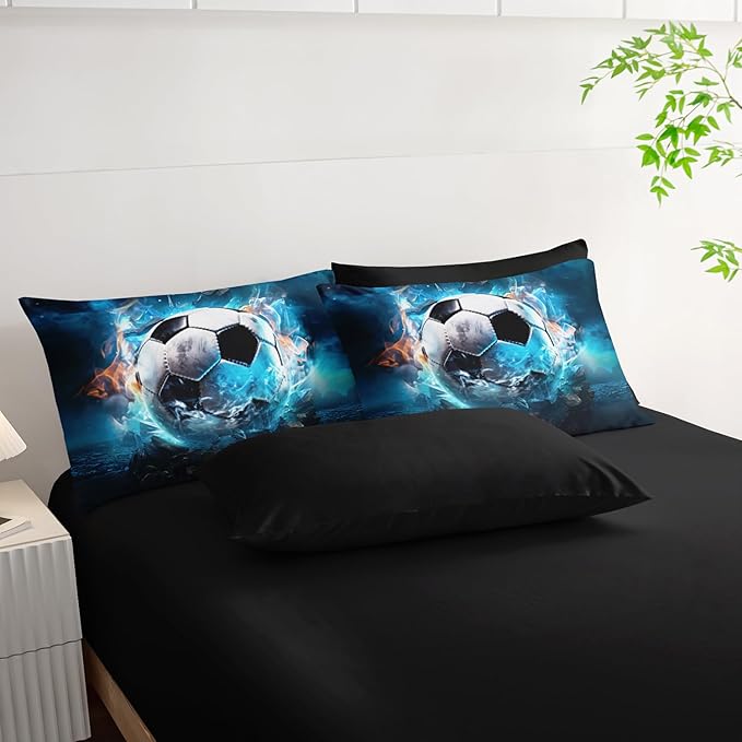 Kids Football Comforter Set,Bed in a Bag Twin Size 7 Pieces,Sports Themed Bed Set for Boys Teens,7Pcs Bedding Set with Comforter,Fitted Sheet,Flat Sheet,Pillowcases.