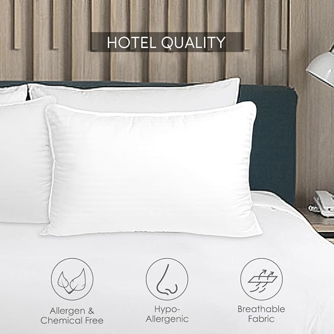 Bed Pillows for Sleeping Queen Size [Pack of 2] Hotel Quality Pillows Premium Plush Fiber, Breathable Cooling Cover Skin-Friendly