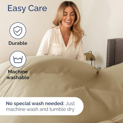 Split King Size 5 Piece Sheet Set - Comfy Breathable & Cooling Bed Sheets Set - Hotel Luxury Bedding for Women, Men, Kids, Teens, Boys & Girls - Deep Pockets, Soft and Wrinkle Free - Oeko-Tex - Beige