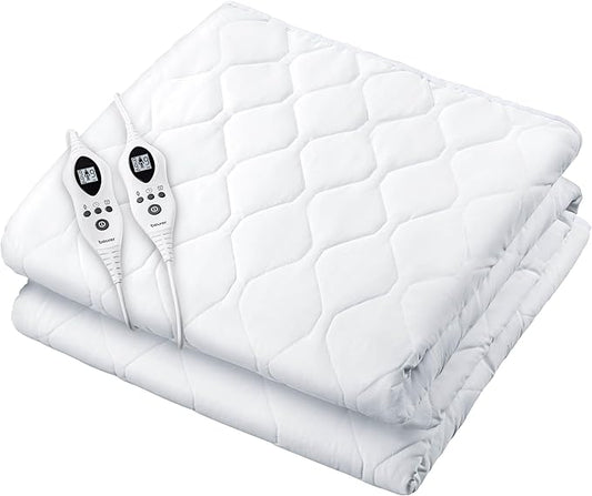 Beurer UWB70 Heated Mattress Pad Queen, Dual Control Electric Mattress Cover with Separate Feet/Body Heat, Auto Shut Off, 9 Warming Levels, Overheat Protection, and Soft Quilted Fabric, 60" x 80"