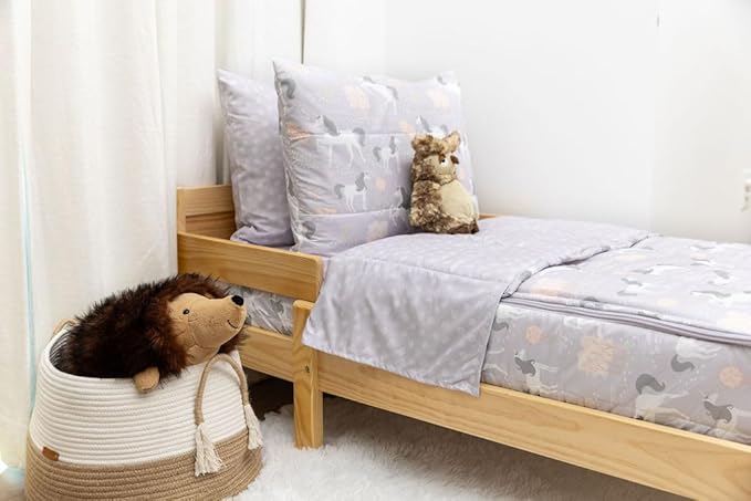Beddy's Fairytale Unicorn Girls Durable Zipper Bedding for Kids, Bed in a Bag, Purple Sheets & Comforter with Unicorns Design, Includes Pillowcase & Pillow Sham Easy to Make & Wash