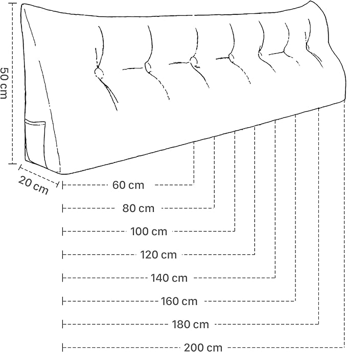 Headboard Pillow Wedge Queen Size Large Bolster for Bed Triangle Reading Back Support Sitting Up in XXL Couch Daybed Rest Backrest Cushion Linen Blue, Queen: 59x20x8 ''