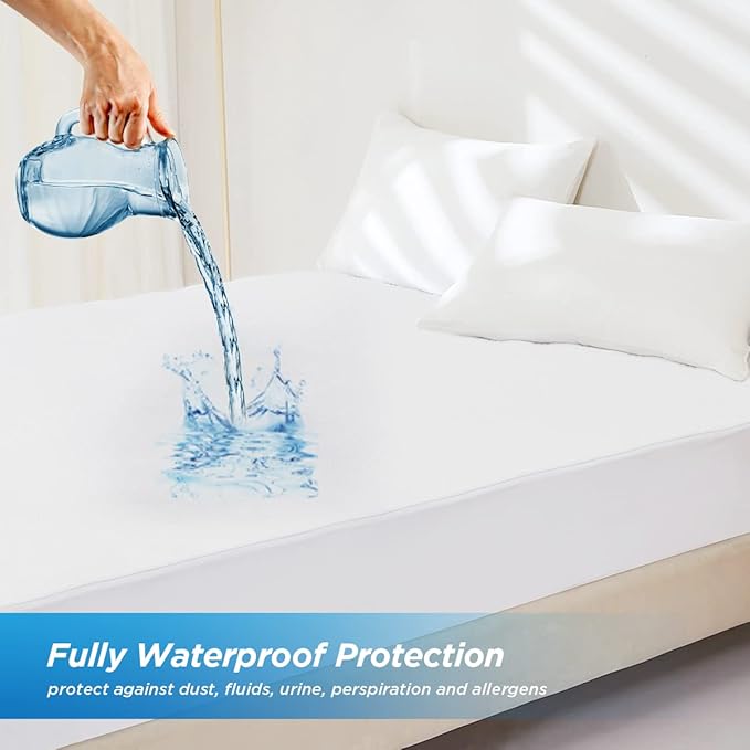 Waterproof Mattress Protector, Full Size Terry Cotton Mattress Pad Cover Breathable Deep Pocket Fitted Sheet Style 54"x75" +18 Inch Pocket