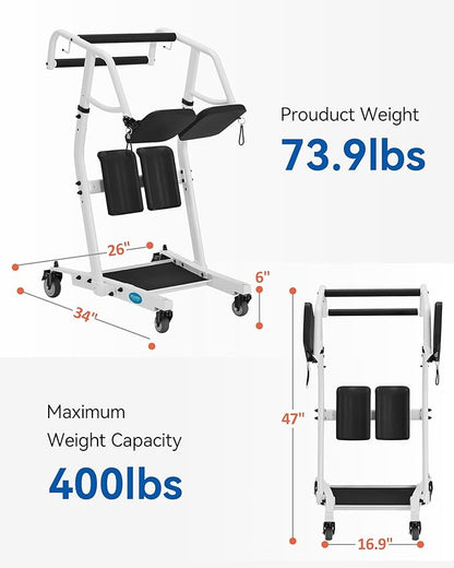 MCombo Stand Assist Patient Lift with Transfer Belt, Patient Transport Unit for Home Care and Elderly Use, 400lbs Capacity, STA446 (Black)