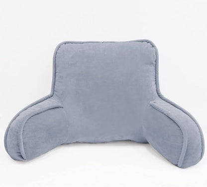 Super Soft Assembly Needed DIY Backrest Reading Bed Rest Pillow with Arms and Pockets 18" H for Sitting in Bed Couch Sofa, Removable Cover and Filling Seprated Set, 20" x 18" x 17", Lilac Grey